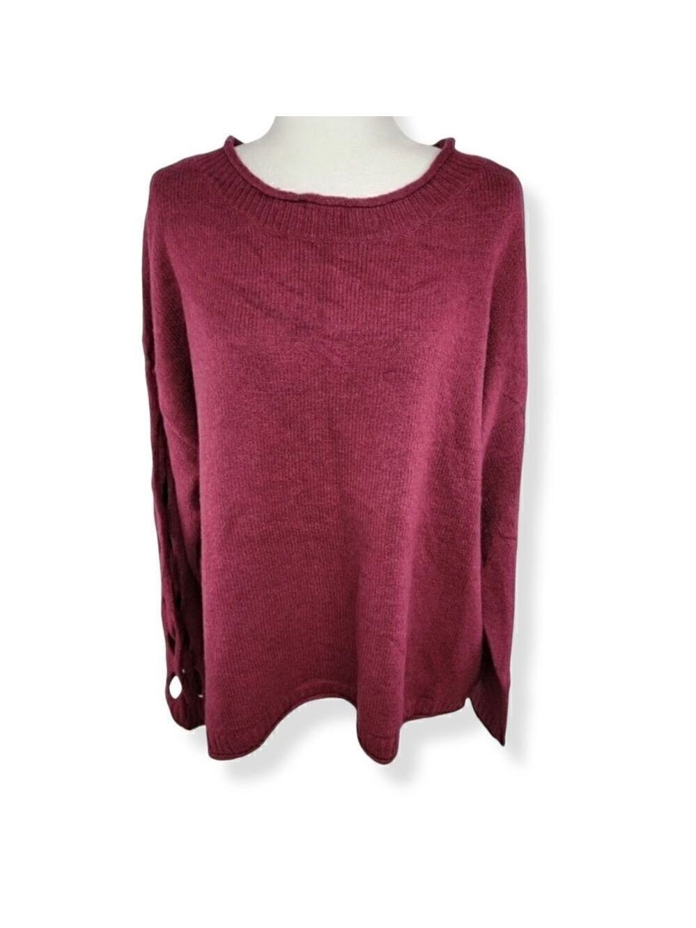 Boutique Plus Burgundy Crewneck Sweater Size 0X NWT